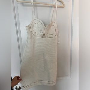 Mango White Crochet Dress